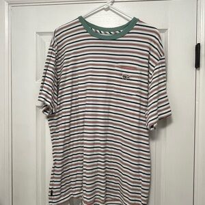 Striped Men's Shirt with Green Collar